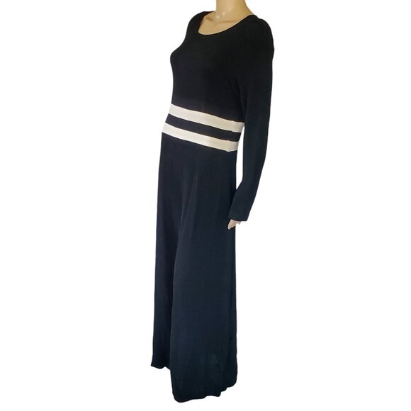VTG Nicole Studio Long Maxi Dress Women's 16 Black Knit Long Sleeve Pullover - Picture 4 of 10